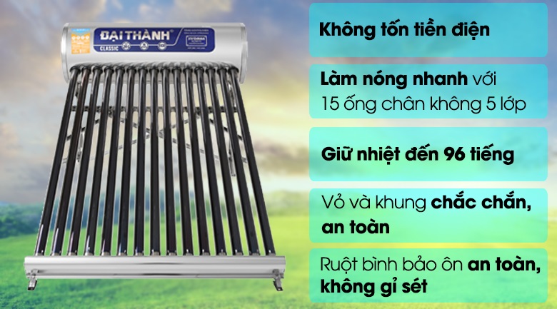 máy nước nóng năng lượng mặt trời Đại Thành 160L